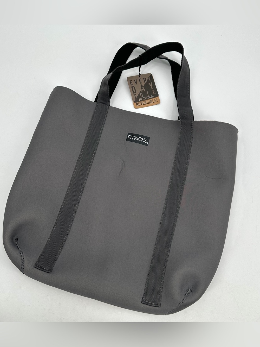 FITKICKS Everyday Tote Reversible Bag Neoprene Bag 2 Handle Black Gray Unused